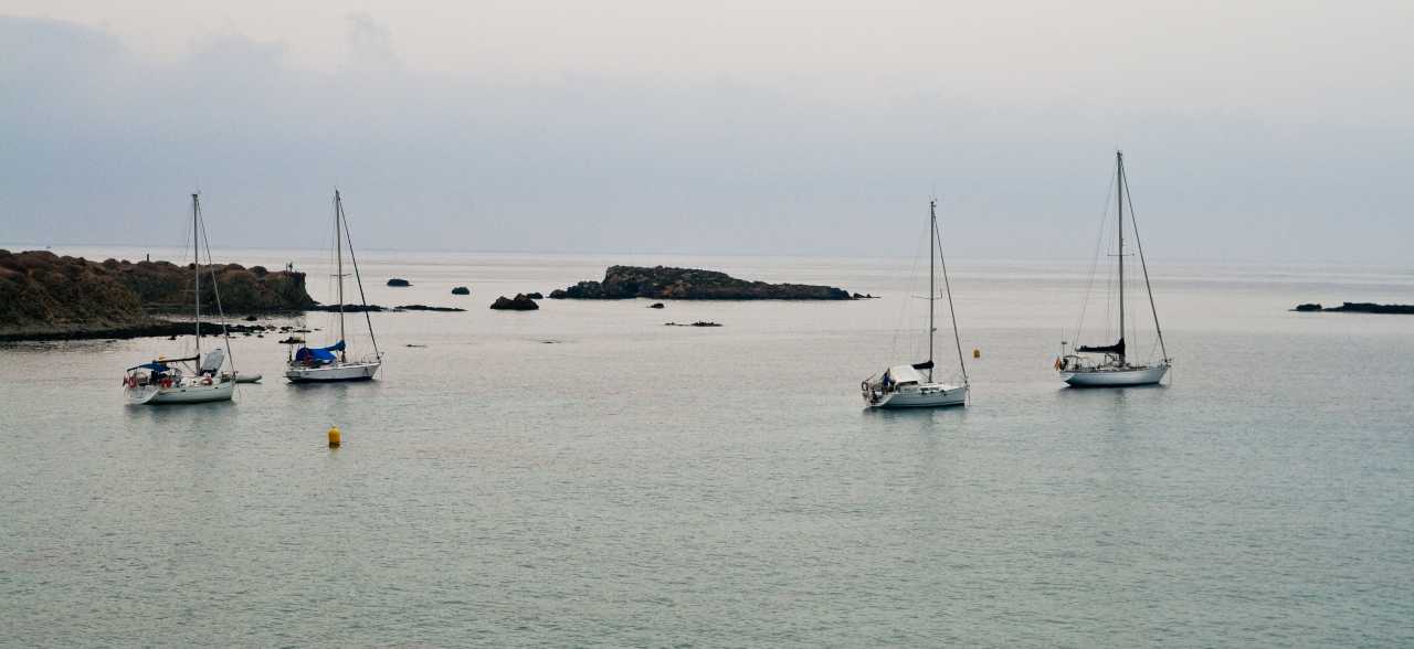 veleros al amanecer en la isla de Tabarca Alicante