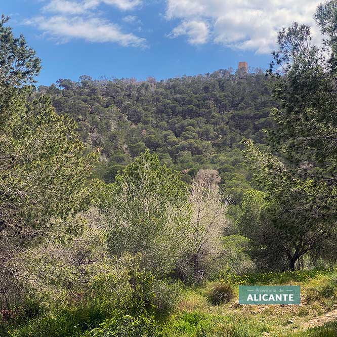 La Torre de Aguiló vista desde la calle Tramuntana en la Cala de Finestrat
